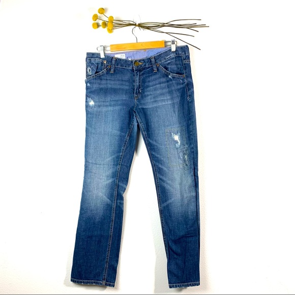 GAP Denim - GAP 1969 Easy Straight Distressed Denim Jeans Sz 31/ 12 w/ butt patch EUC